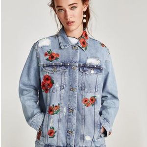 Zara Studded & Embroidered Denim Jacket
